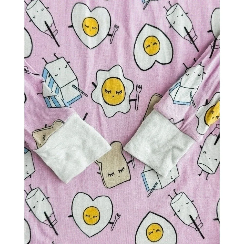 Little Sleepies 3T Pink Breakfast Set Pink Breakfast Food Print Lunaluxe